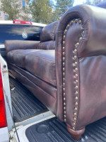 Spotted leather sofa