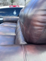 Spotted leather sofa