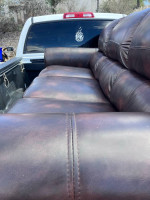 Spotted leather sofa