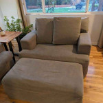 Performance Fabric Slipcover Sofa, Chair and 1/2, and Ottoman