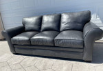 Broyhill Durham Black Gray Italian Leather Sofa