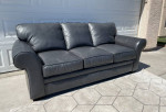 Broyhill Durham Black Gray Italian Leather Sofa