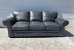 Broyhill Durham Black Gray Italian Leather Sofa