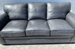 Broyhill Durham Black Gray Italian Leather Sofa