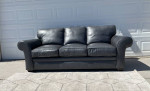 Broyhill Durham Black Gray Italian Leather Sofa