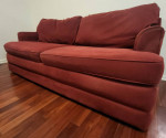 La-Z-Boy Full Length 7.5' Sofa Couch Deep Red Beautiful