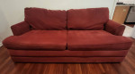 La-Z-Boy Full Length 7.5' Sofa Couch Deep Red Beautiful
