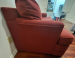 La-Z-Boy Full Length 7.5' Sofa Couch Deep Red Beautiful