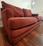 La-Z-Boy Full Length 7.5' Sofa Couch Deep Red Beautiful