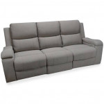 Reclining sofa, grey fabric,cup holders in arms, IN STOCK, COMFY