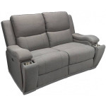 Reclining sofa, grey fabric,cup holders in arms, IN STOCK, COMFY
