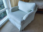 Large Sofa Armchair in Checkered Light Green Cover