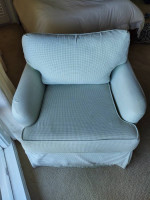 Large Sofa Armchair in Checkered Light Green Cover