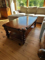 3-Piece Set - Walnut Sofa, Coffee and End Tables