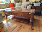3-Piece Set - Walnut Sofa, Coffee and End Tables