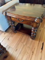 3-Piece Set - Walnut Sofa, Coffee and End Tables