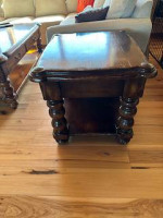 3-Piece Set - Walnut Sofa, Coffee and End Tables