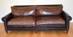 Very Rare Custom RL McIntyre Sofa and Love Seat Rich Brown Leather /Cr