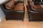 Very Rare Custom RL McIntyre Sofa and Love Seat Rich Brown Leather /Cr