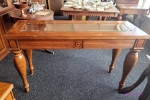 1980`s Klaussner Co. Wooden Console Sofa Table with Rattan Detail and