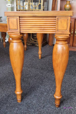 1980`s Klaussner Co. Wooden Console Sofa Table with Rattan Detail and