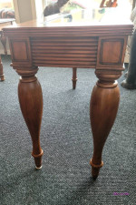 1980`s Klaussner Co. Wooden Console Sofa Table with Rattan Detail and