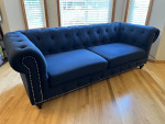 Blue Chesterfield 90in Sofa