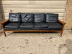 Knut Saeter for Vatne Mobler Leather and Rosewood Sofa