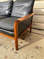 Knut Saeter for Vatne Mobler Leather and Rosewood Sofa