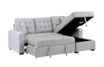 !!!Brand New Velvet Gray Sectional Sofa Chaise pull out bed Sleeper