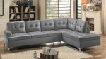 Brand New. 2pcs Gray Faux Leather Soft Contemporary Sectional Sofa