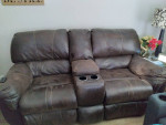 Double recliner leather sofa