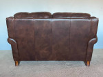Beautiful Leather Couch Love Seat Dark Brown Wood Comfortable Sofa