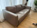 Leather Taupe 3-seater Delfina Sofa from Ana Furniture