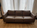 Leather Taupe 3-seater Delfina Sofa from Ana Furniture