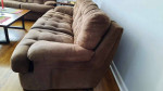 Brown fabric sofa and love seat