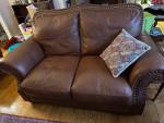 Leather sofa and loveseat