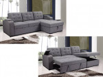 New Sectional Sofa Chaise Sleeper with Storage Gray Fabric Firm Bed