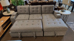 New Sectional Sofa Chaise Sleeper with Storage Gray Fabric Firm Bed