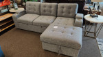 New Sectional Sofa Chaise Sleeper with Storage Gray Fabric Firm Bed