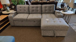 New Sectional Sofa Chaise Sleeper with Storage Gray Fabric Firm Bed