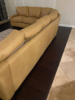 L-shape Genuine 100% leather sofa (Honey color)