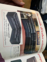 L-shape Genuine 100% leather sofa and ottoman (Navy blue color)