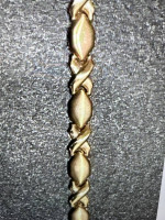 0K Yellow Gold 7mm solid Hugs & Kisses XO Bracelet 7.00 " NICE