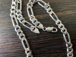 Silver 20" Figaro Chain Necklace 9mm Wide 49 Grams