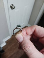 Emerald ring 3.6 carat size 6 sterling silver band with cubic on the b