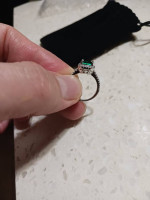 Emerald ring 3.6 carat size 6 sterling silver band with cubic on the b