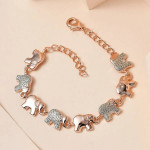 Adorable Diamond Accent Elephant Bracelet in 18K RG Plated (7.25 In)