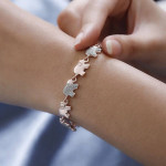 Adorable Diamond Accent Elephant Bracelet in 18K RG Plated (7.25 In)