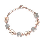Adorable Diamond Accent Elephant Bracelet in 18K RG Plated (7.25 In)
